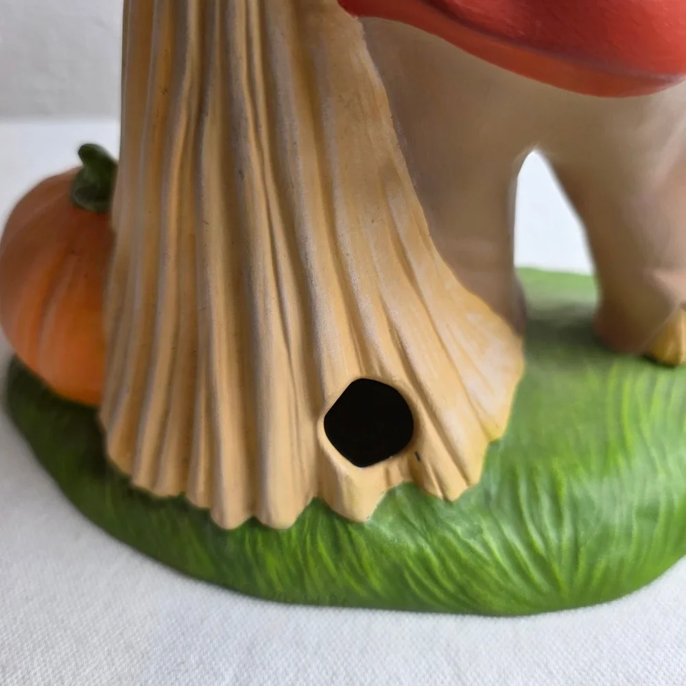 Vintage Ceramic Scarecrow Figurine Fall Harvest Halloween Decor Jack-O-Lantern